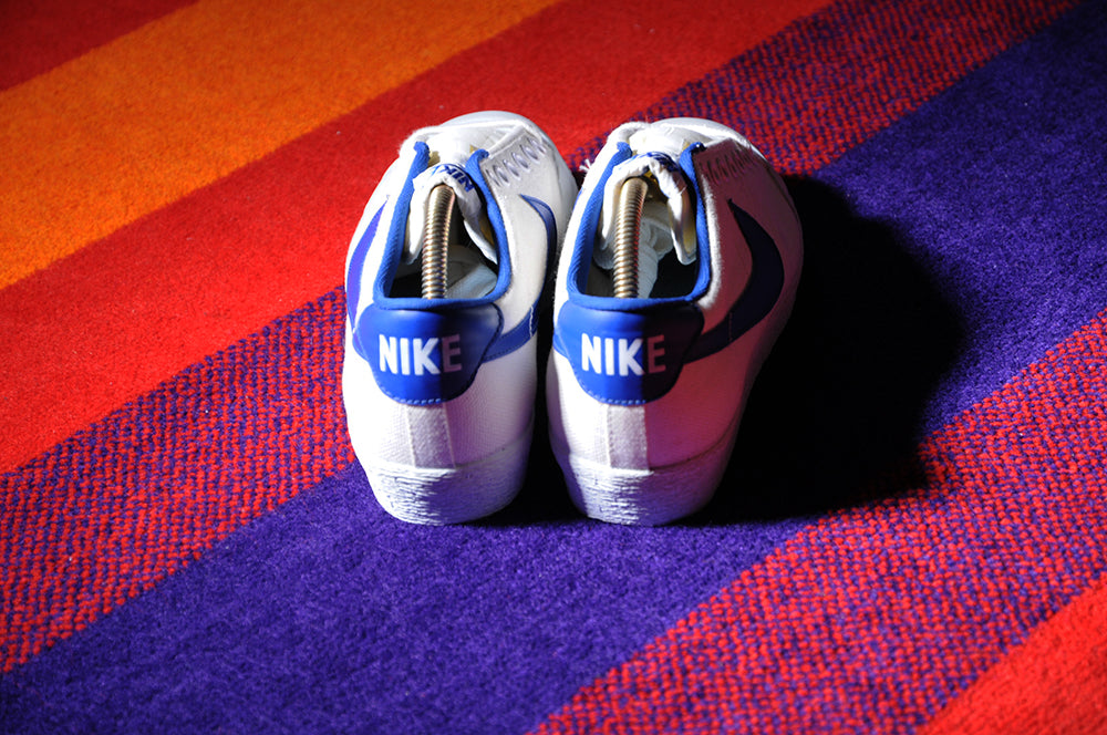 Vintage 80s NEW Nike Bruin Canvas White Royal Blue 7.5