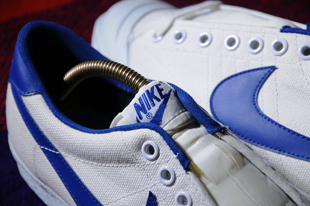 Vintage 80s NEW Nike Bruin Canvas White Royal Blue 7.5