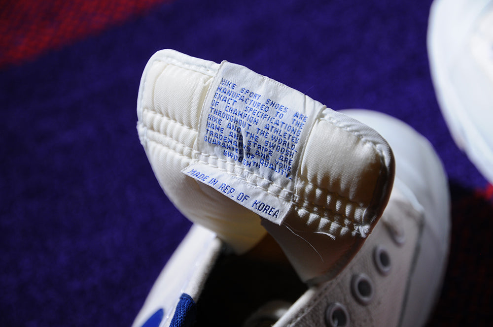 Vintage 80s NEW Nike Bruin Canvas White Royal Blue 7.5