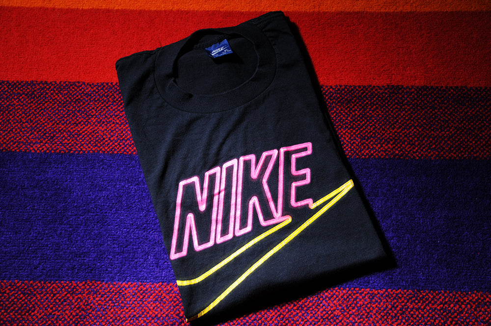 Vintage 80s Nike Neon Lights Blue Tag Tshirt XL
