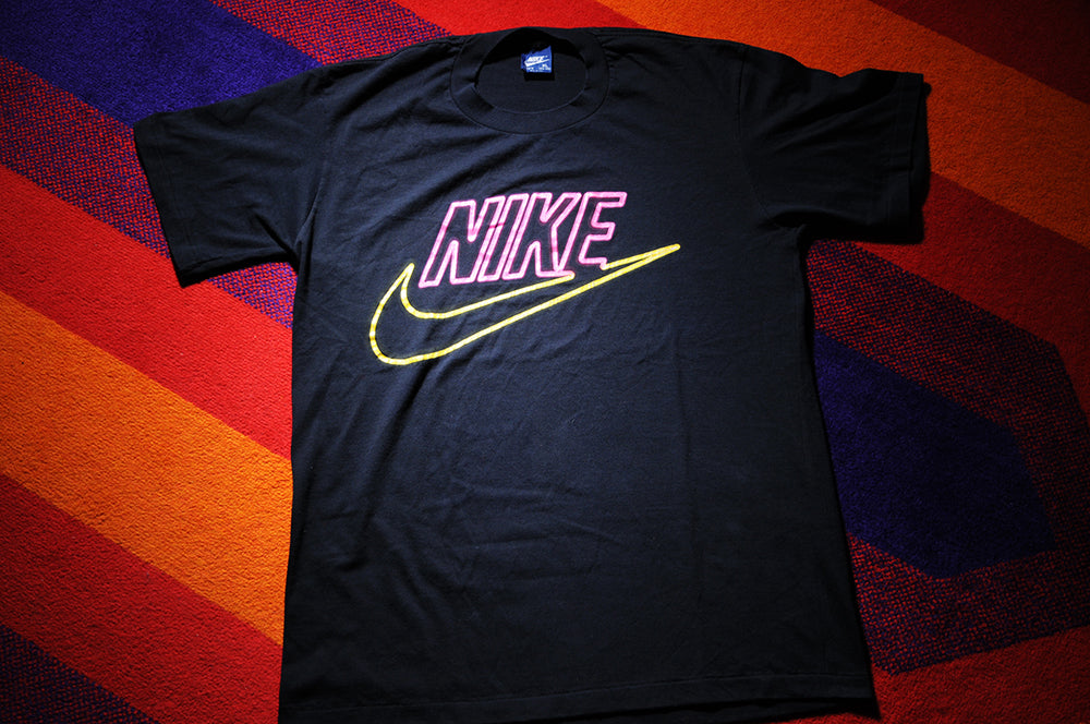 Vintage 80s Nike Neon Lights Blue Tag Tshirt XL