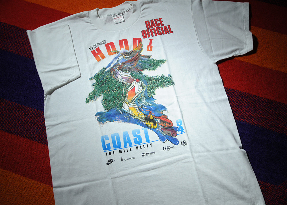 Vintage 90s Nike Running Hood to Coast Relay Marathon Single Stitch Tshirt XL