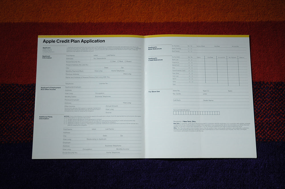 Vintage 80s Apple Computer Inc Macintosh Credit Card Application Booklet