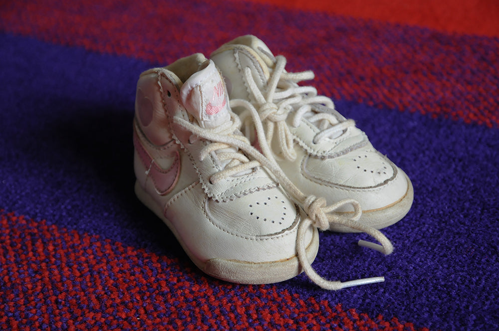 Vintage 80s Nike Infantry Baby Shoes Pink Heart 3c
