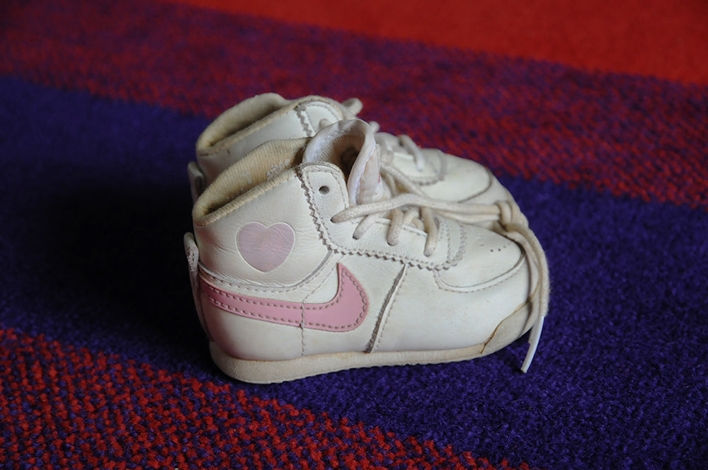 Vintage 80s Nike Infantry Baby Shoes Pink Heart 3c