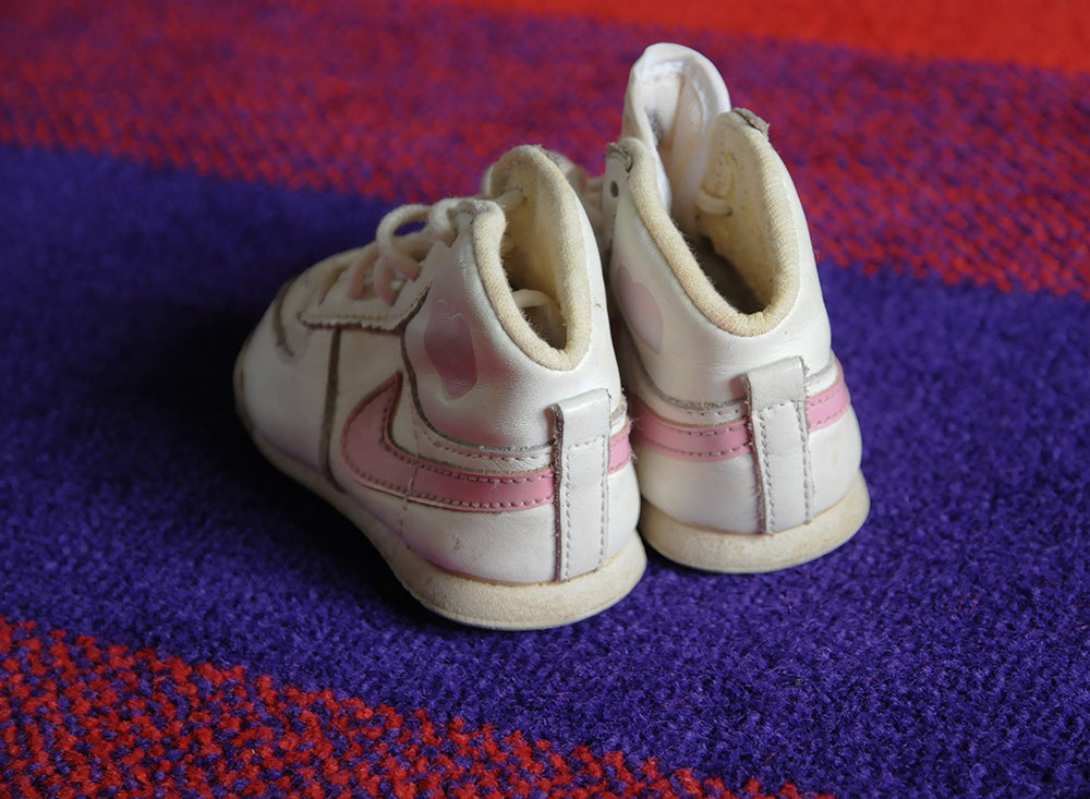 Vintage 80s Nike Infantry Baby Shoes Pink Heart 3c