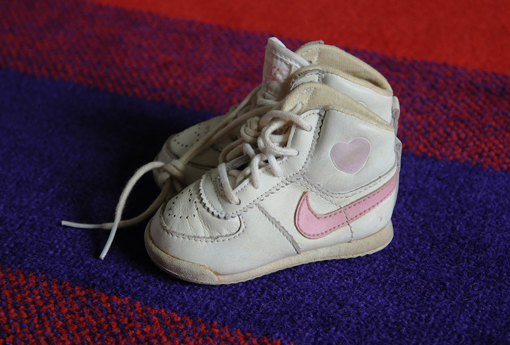 Vintage 80s Nike Infantry Baby Shoes Pink Heart 3c