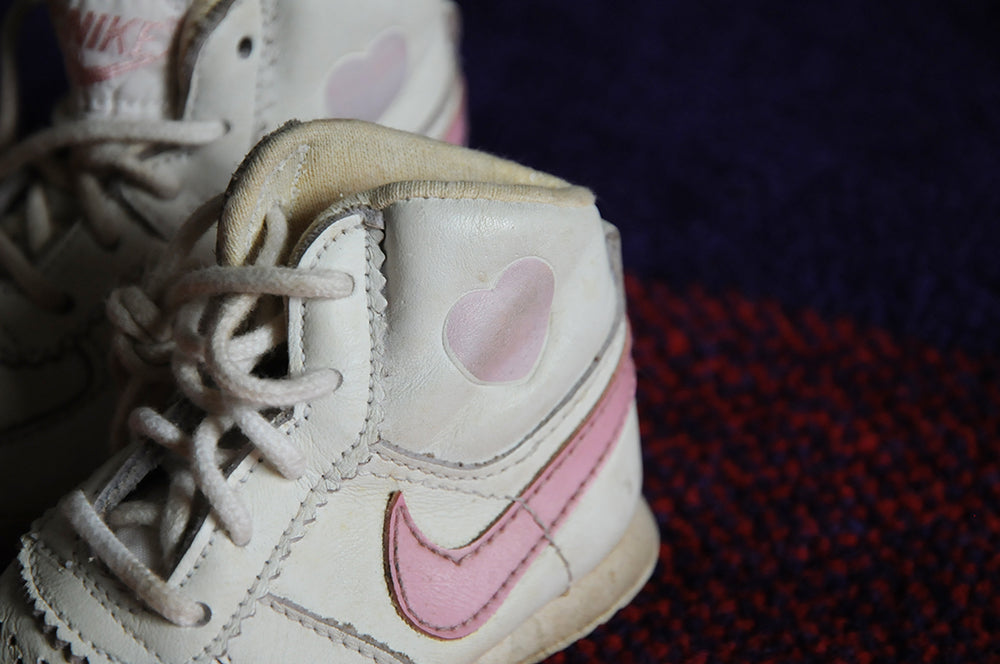 Vintage 80s Nike Infantry Baby Shoes Pink Heart 3c