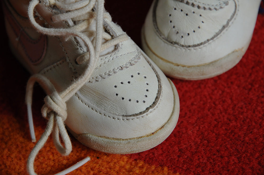 Vintage 80s Nike Infantry Baby Shoes Pink Heart 3c