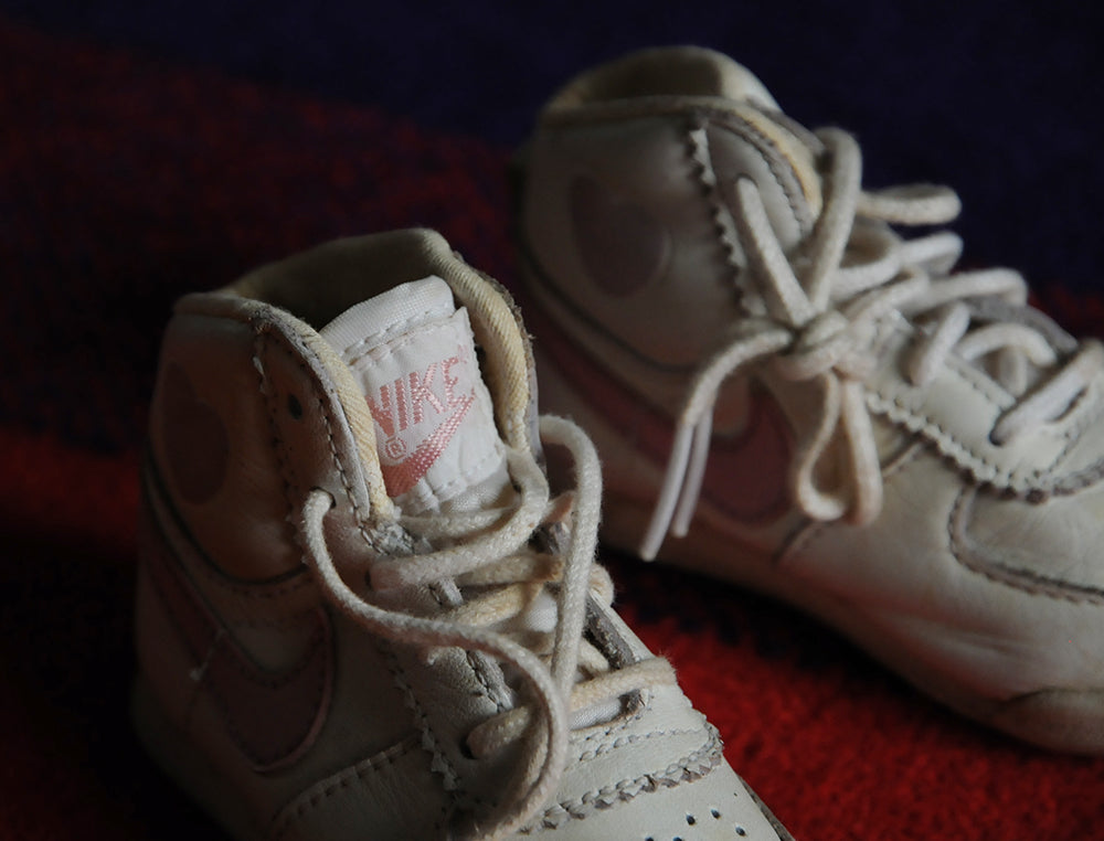 Vintage 80s Nike Infantry Baby Shoes Pink Heart 3c