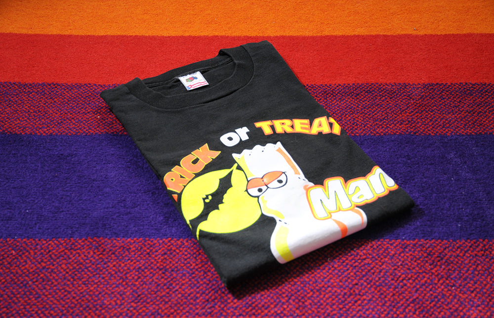 Vintage 90s Fruit of The Loom The Simpsons Bart Trick or Treat Man Halloween szL