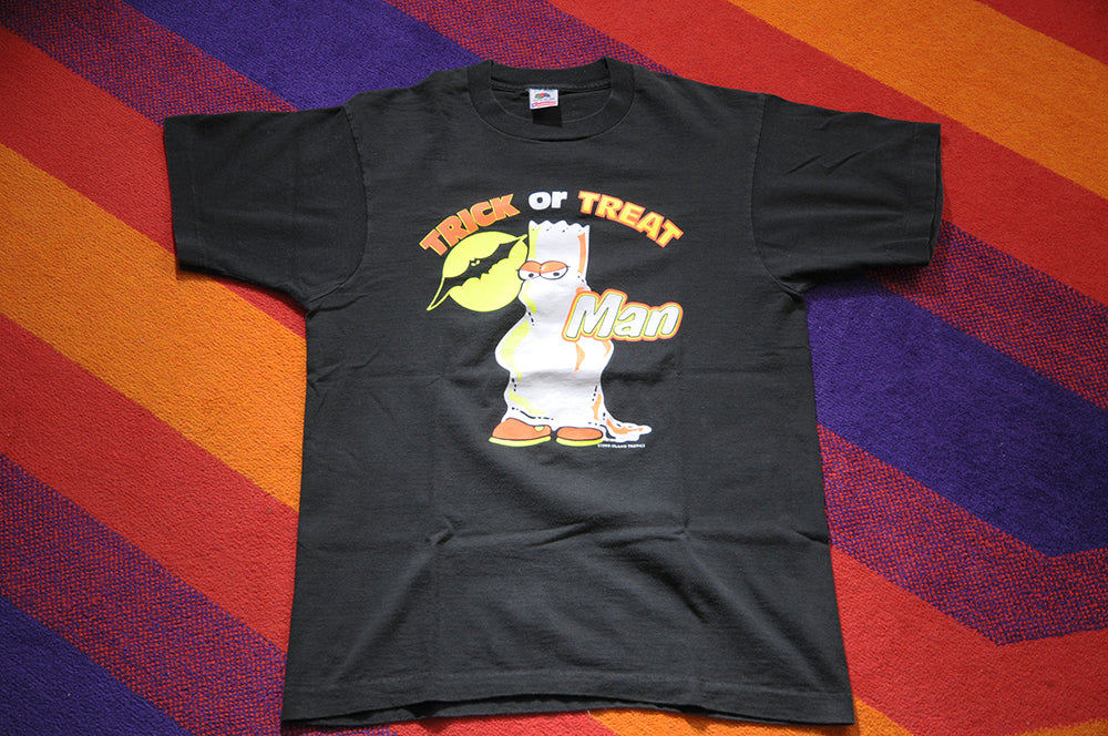 Vintage 90s Fruit of The Loom The Simpsons Bart Trick or Treat Man Halloween szL
