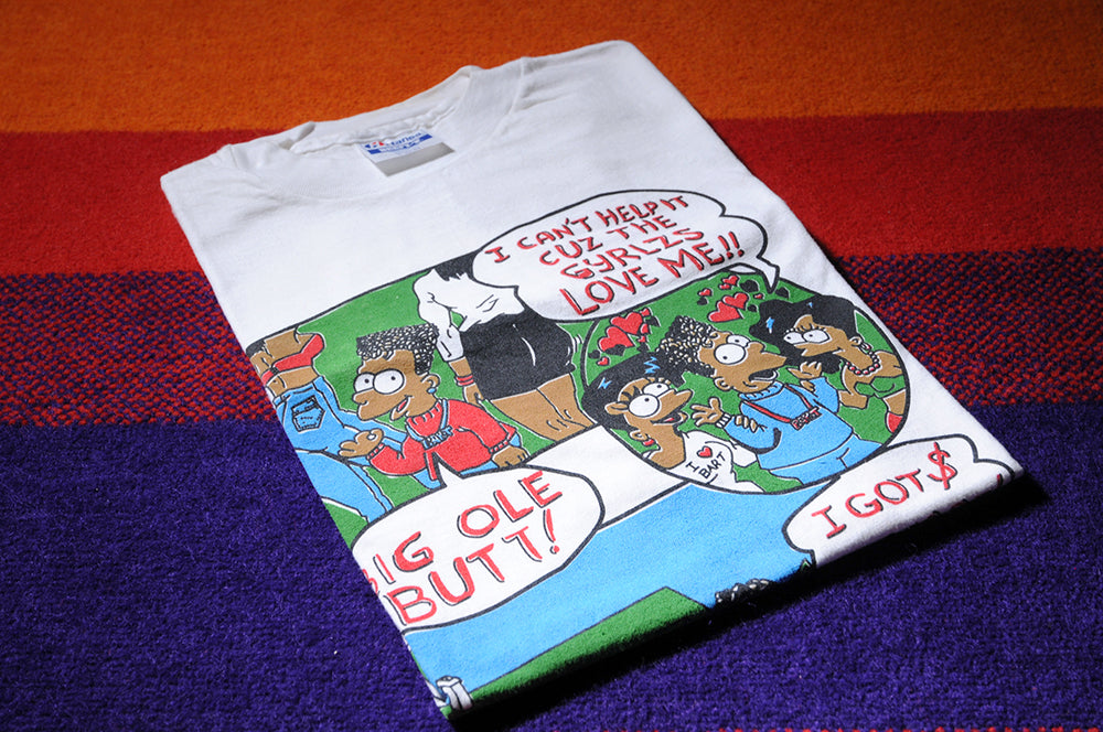 Vintage 90s Hanes Beefy Bootleg Bart Simpson Special Ed LL Cool J Heavy D Hip Hop Rap Shirt LARGE