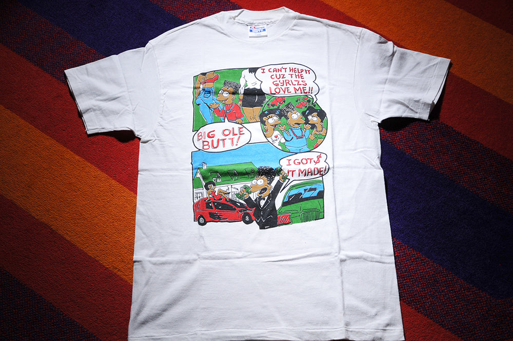 Vintage 90s Hanes Beefy Bootleg Bart Simpson Special Ed LL Cool J Heavy D Hip Hop Rap Shirt LARGE