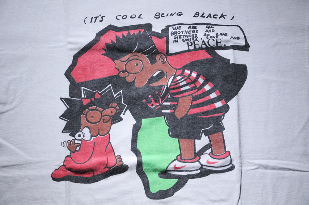 Vintage 90s Bootleg Bart Simpson Black History Africa Peace Shirt XL