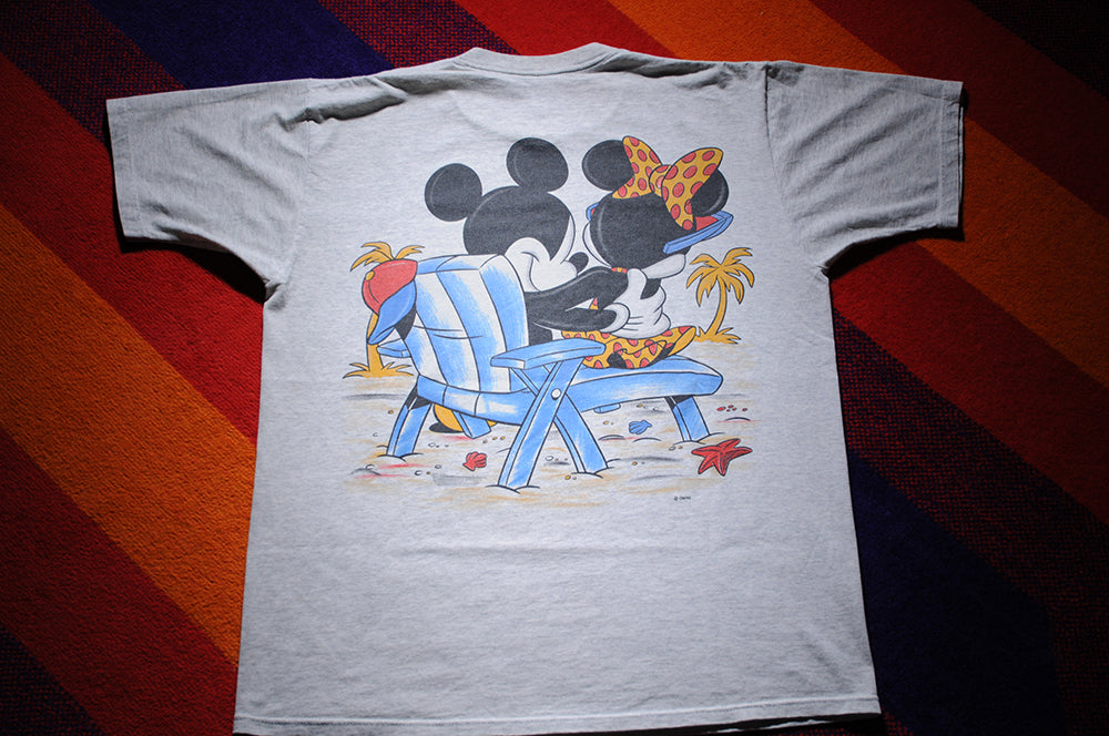 Vintage 90s Sherry's Disney Mickey and Minnie Mouse Miami Florida Beach Shirt LARGE