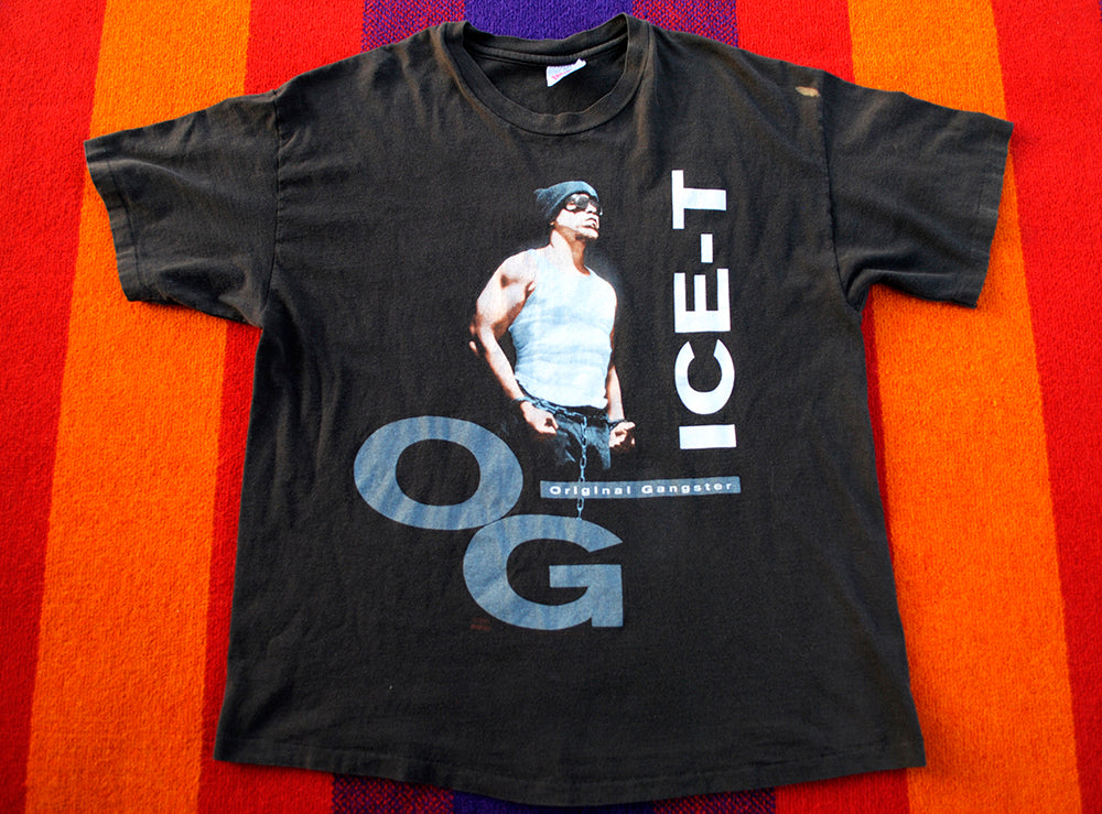 Vintage 90s Hip Hop Rap T Shirt Ice-T Original Gangster Promo Album Single Stitch XL