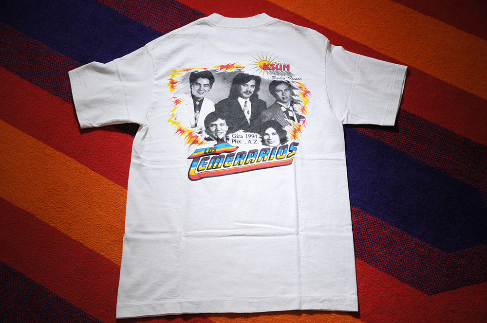 Vintage 90s SOFT TEE Los Temerarios Band Group USA TOUR KSUN Radio Mexico szM