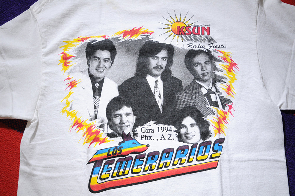Vintage 90s SOFT TEE Los Temerarios Band Group USA TOUR KSUN Radio Mexico szM