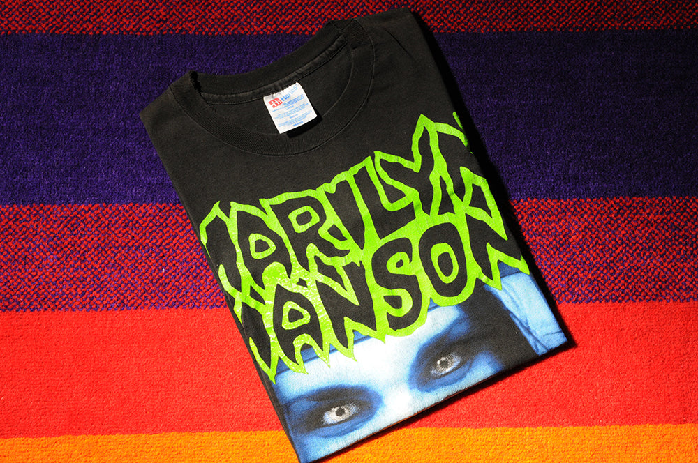 Vintage 90s Marilyn Manson Blue Face This is Your World Single Stitch Shirt XL
