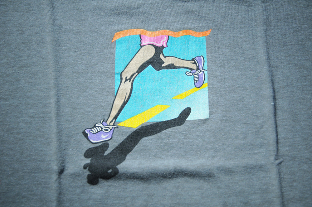 Vintage 80s Nike Blue Tag Cascade Run Off Marathon Single Stitch Shirt Medium