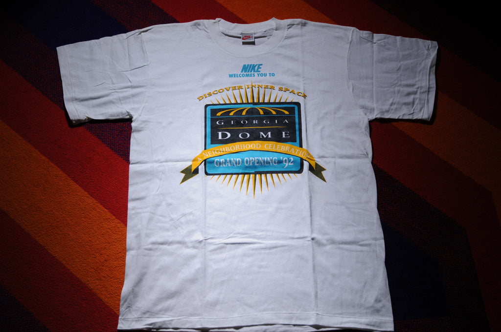 Vintage 90s Nike Just Do It Atlanta Georgia Dome Grand Opening History Single Stitch Tshirt XL
