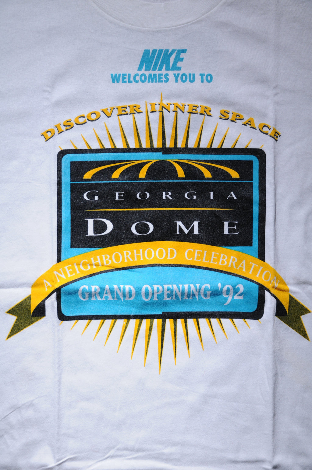 Vintage 90s Nike Just Do It Atlanta Georgia Dome Grand Opening History Single Stitch Tshirt XL