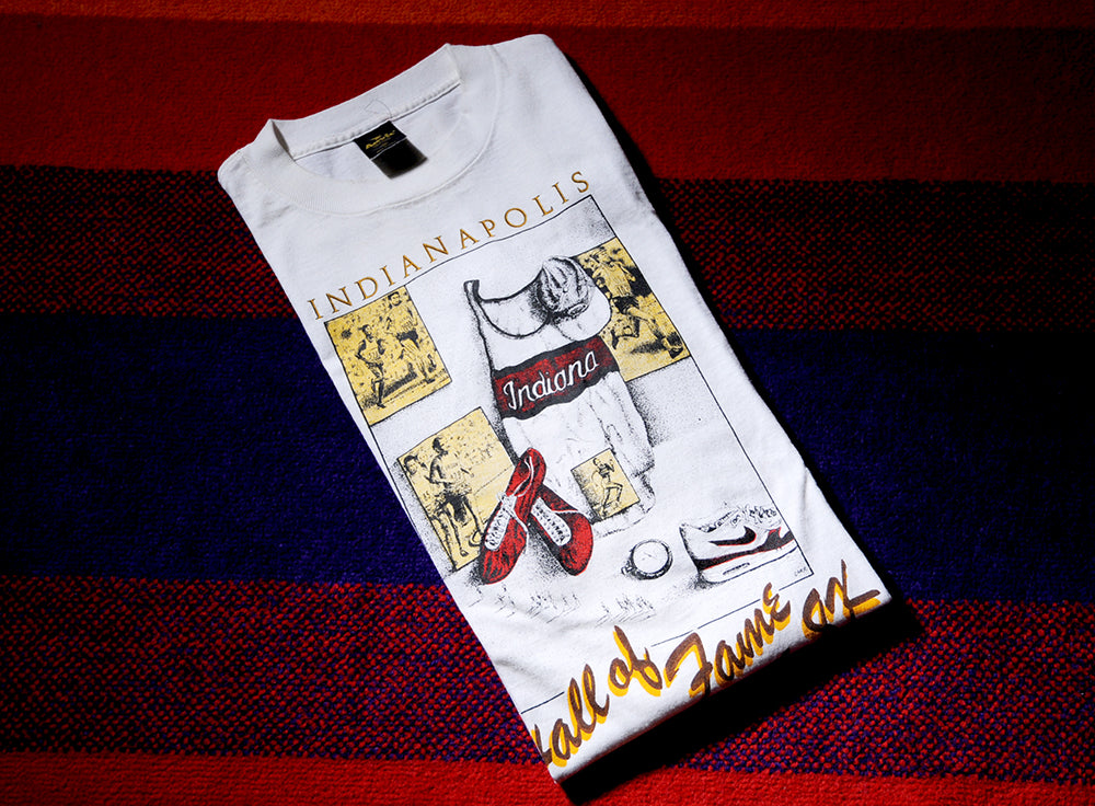 Vintage 80s Nike Air Max Indiana Hoosiers Track and Field Running Club Shirt Single Stitch Medium