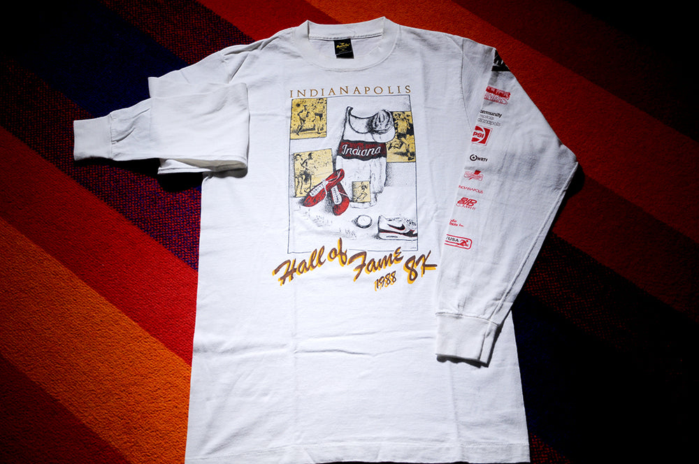 Vintage 80s Nike Air Max Indiana Hoosiers Track and Field Running Club Shirt Single Stitch Medium