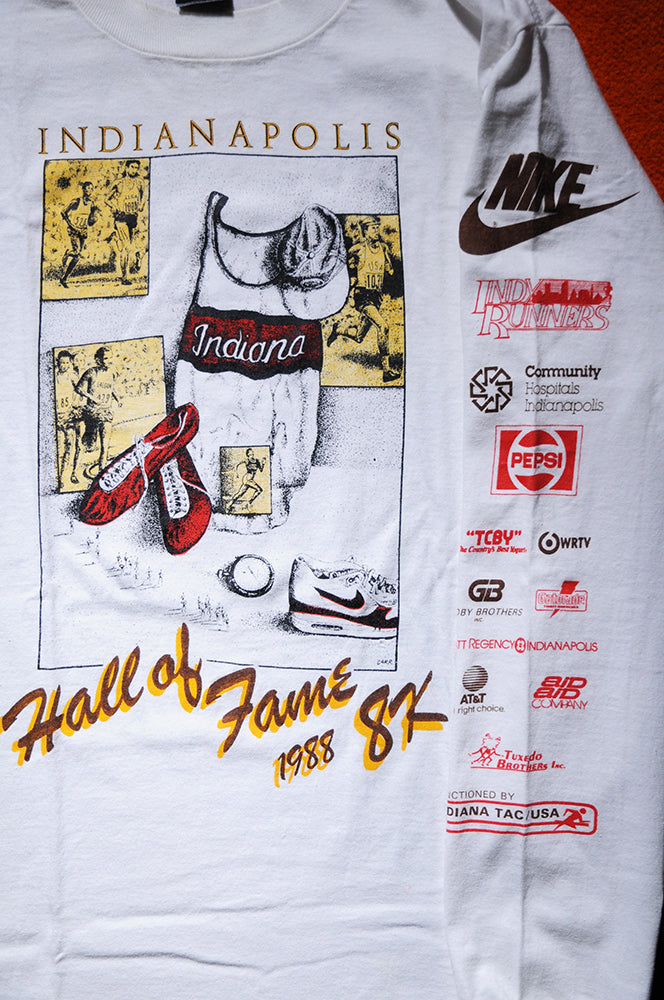 Vintage 80s Nike Air Max Indiana Hoosiers Track and Field Running Club Shirt Single Stitch Medium