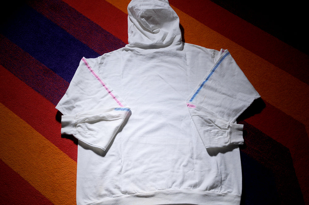 Vintage 80s Nike Blue Tag Neon Lights Swoosh Long Sleeve Hoodie Sweatshirt Large