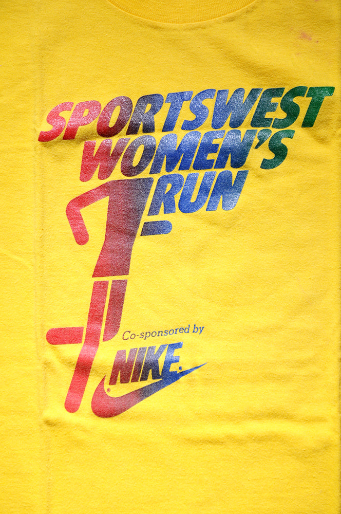 Vintage 80s Nike Running Sportwest Womens Run Pacman Hamiltons Pac Single Stitch Tshirt Small