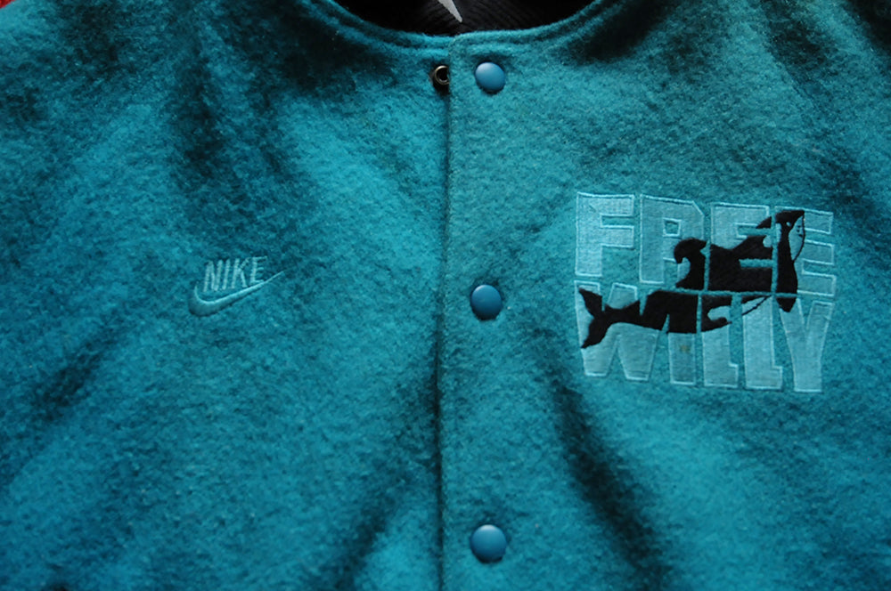 Vintage 90s Nike Cast Crew Free Willy Movie Promo Varsity Coat Jacket Large