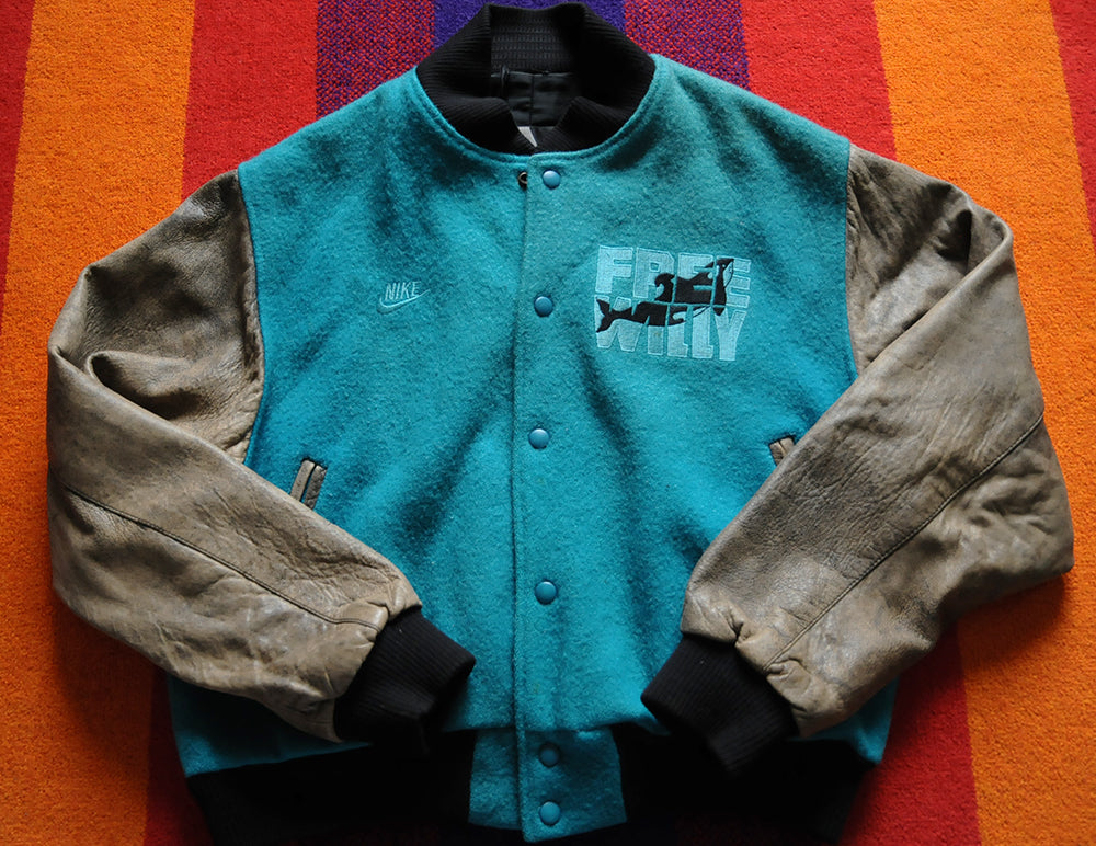 Vintage 90s Nike Cast Crew Free Willy Movie Promo Varsity Coat Jacket Large