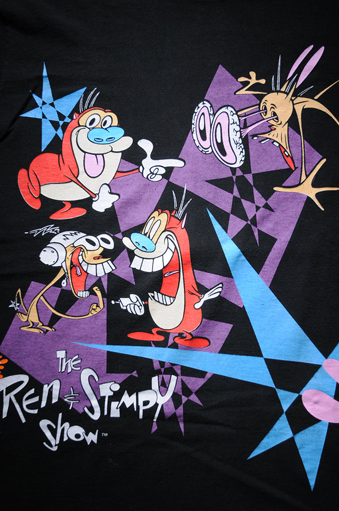 Vintage 90s Fruit Of The Loom Nickelodeon Nicktoons Ren And Stimpy All Over Print Shirt XL