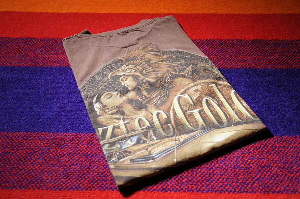 Vintage 90s Tultex Rolling Hard Aztec Gold Chicano Impala Low Rider Brown Pride szM