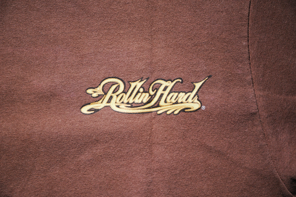 Vintage 90s Tultex Rolling Hard Aztec Gold Chicano Impala Low Rider Brown Pride szM