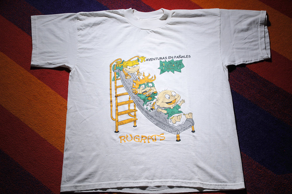 Vintage 90s Nickelodeon Rugrats Aventuras En Pañales Cartoon Spanish Shirt LARGE