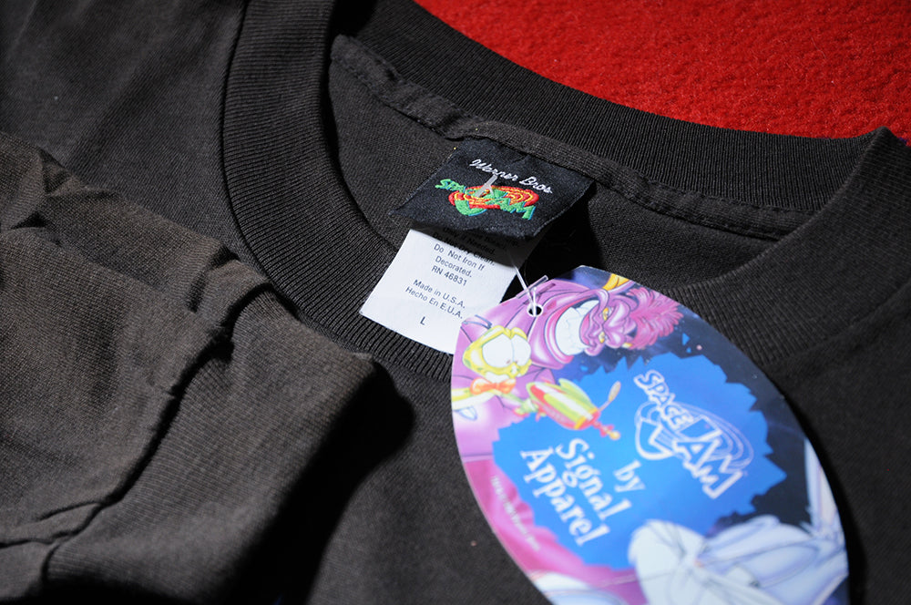 Vintage 90s Space Jam Looney Tunes Taz Outta My Way Basketball Long Sleeve Shirt LARGE