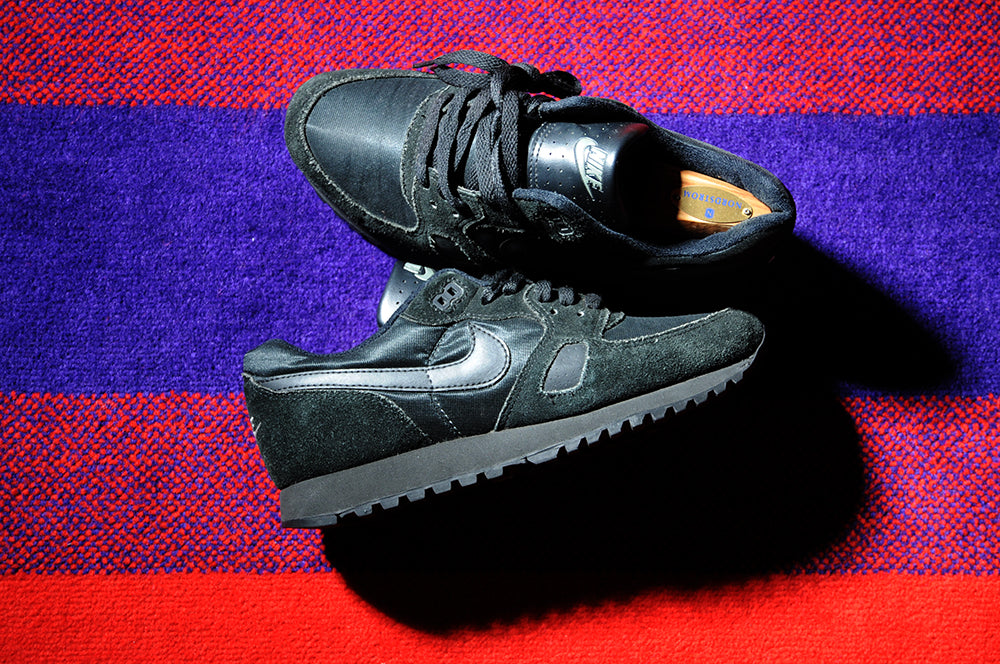 Vintage 80s Nike Waffle Trainer Pure Black sz8.5