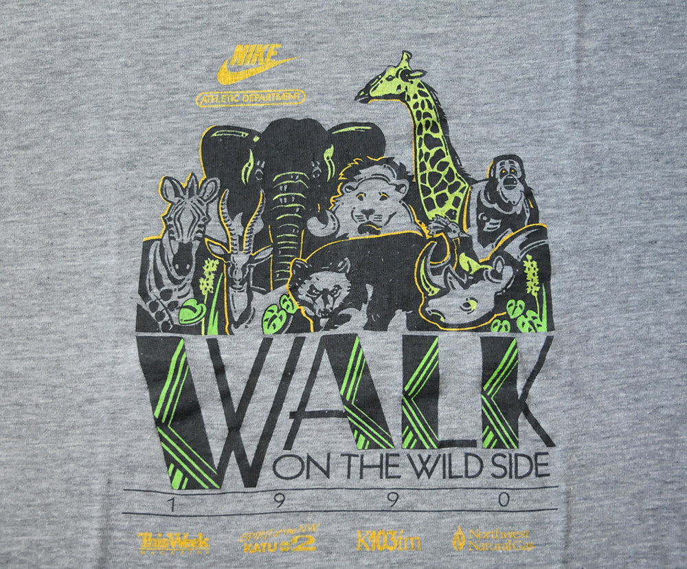 Vintage 90s Nike Portland Oregon Zoo Walk On The Wild Side Event Rayon Single Stitch Tshirt XL
